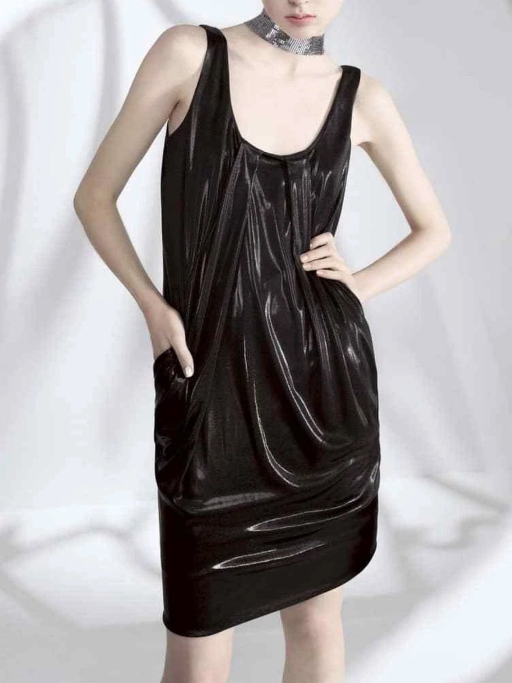 DIANE VON FURSTENBERG Black Sheath Lesley Dress $345